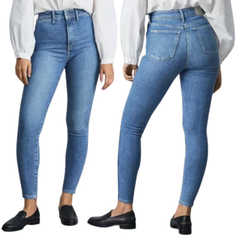 Everlane The Way High Skinny Jean 32 Clean Front Organic Cotton Recycled Blue